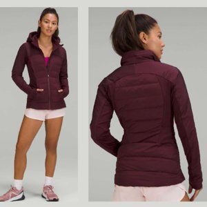 Women's Quilted Hooded Jacket - Burgundy